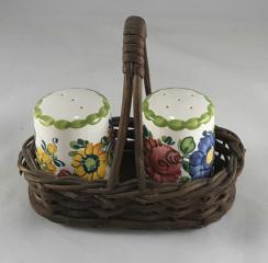 Gmundner Keramik-Salz/Pfeffer-Garnitur glatt & Krbchen